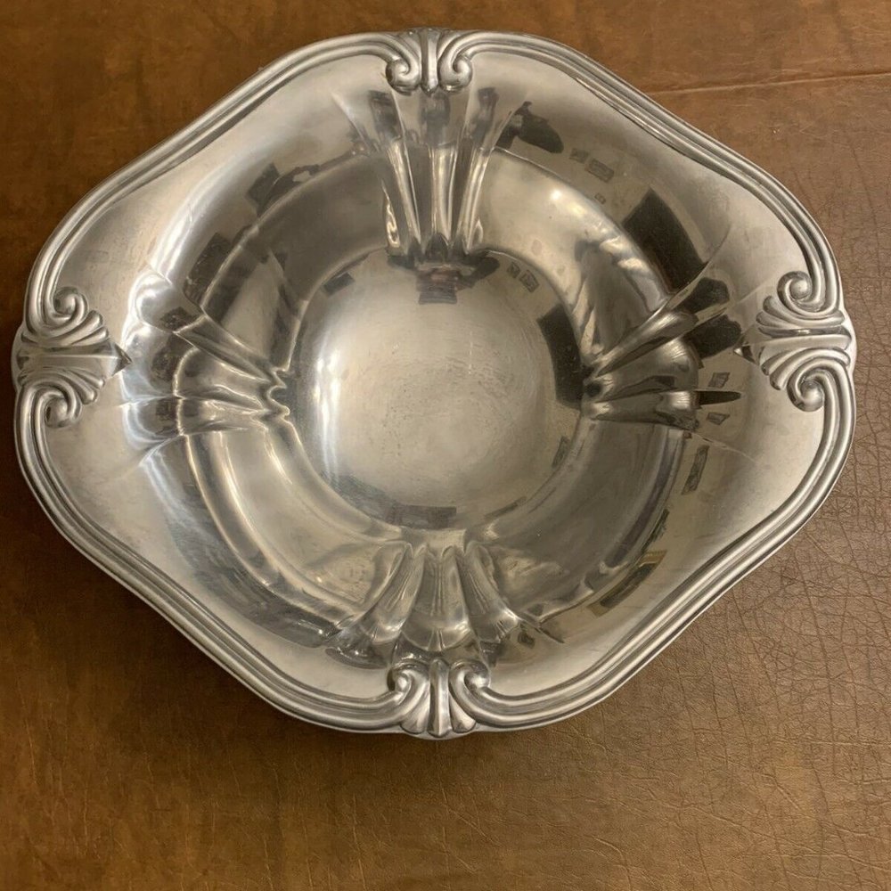 Lenox Butler Pantry Silver Metal Oak Leaves 3- Quart Salad Pasta Fruit Bowl 13"
